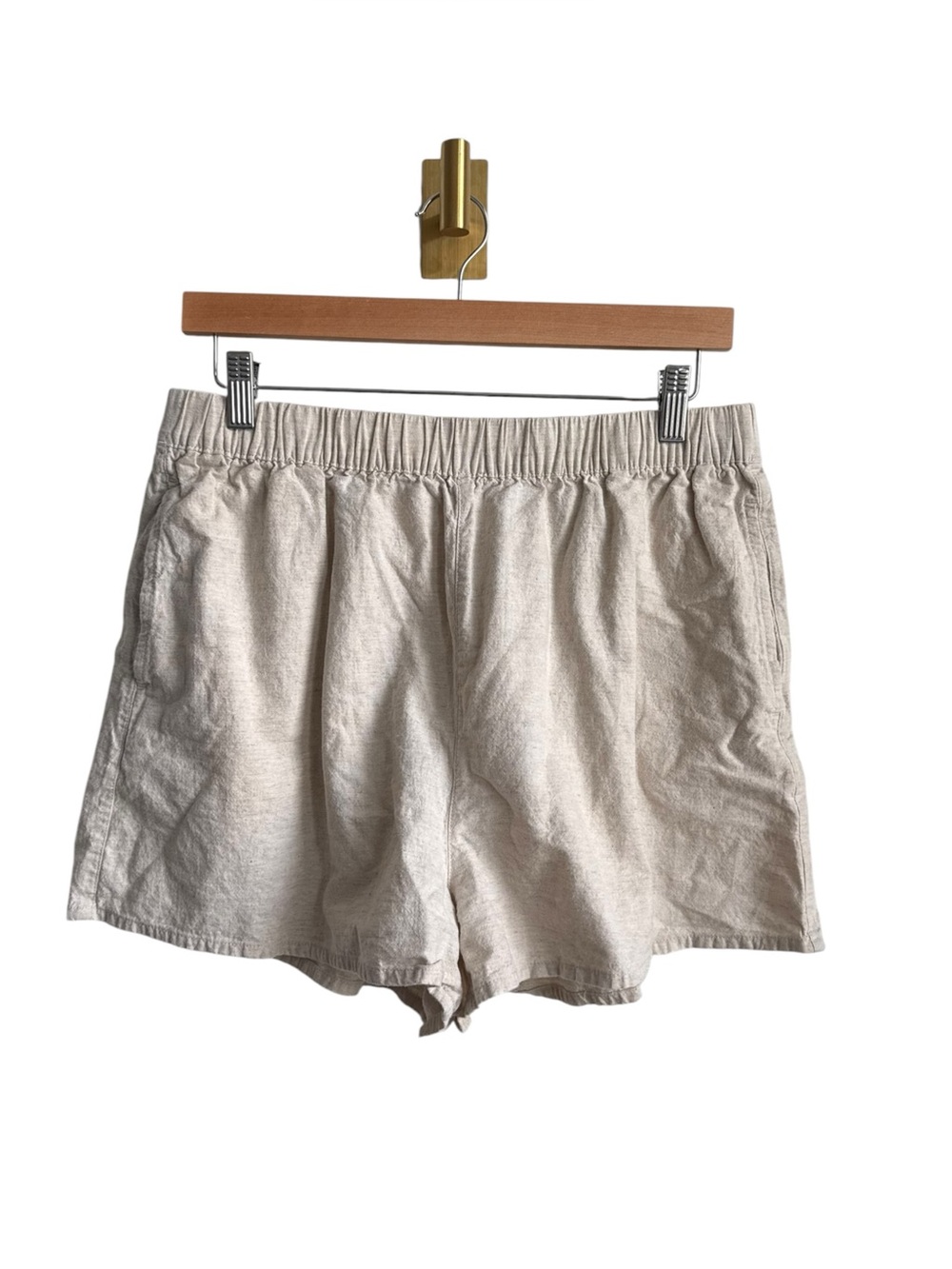Rhythm Classic Beach Shorts Sand Linen Cotton Elastic Waist Size 10
